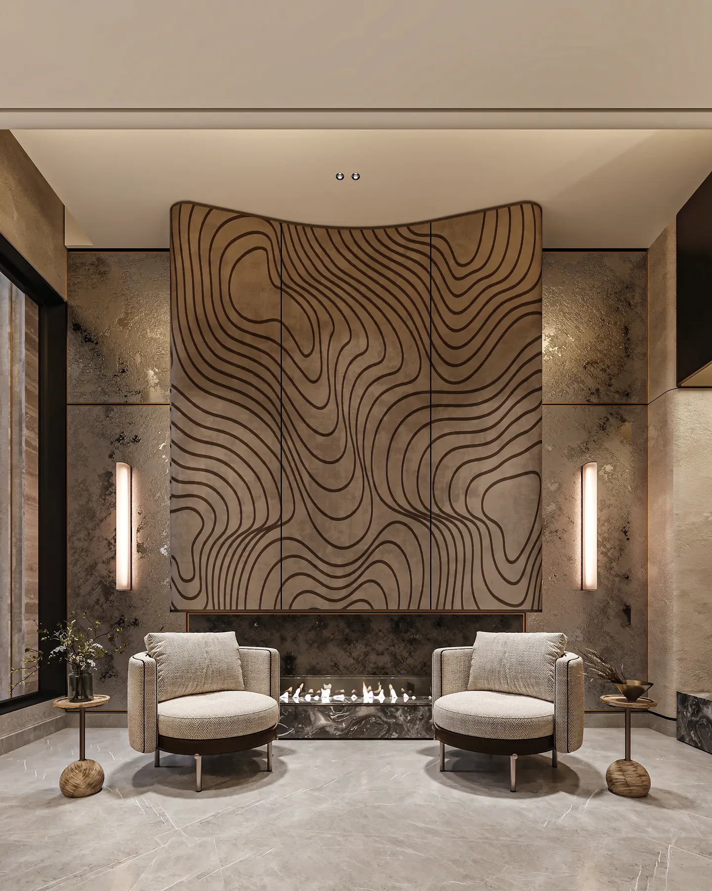 Kuwait Residence: Fireplace Lounge